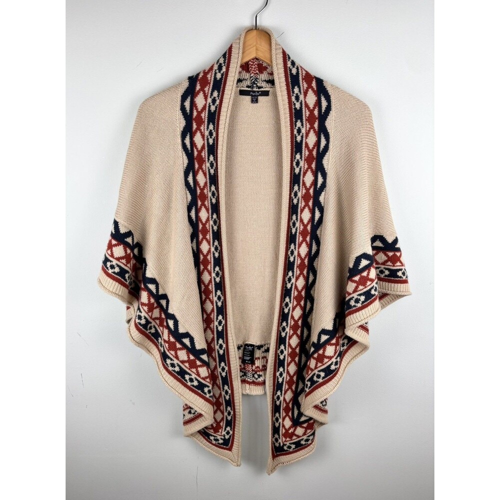 Women's Y2K Papaya Southwest Aztec Boho Open Cardigan Cape OSFA